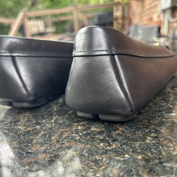 AUTH PRADA LEATHER LOGO LOAFER/BUSINESS SHOE 2DD163 BLACK LEATHER US 10.5 - Picture 7 of 8